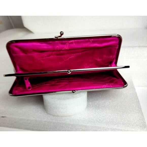 Vera Bradley Double KISSLOCK WALLET Very Berry Paisley Clutch Bag PINK EUC 8"x5" - Picture 7 of 10